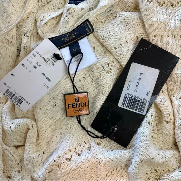 FENDI Bell Sleeve Tea Dye Knit Lace Cardigan 42 M
